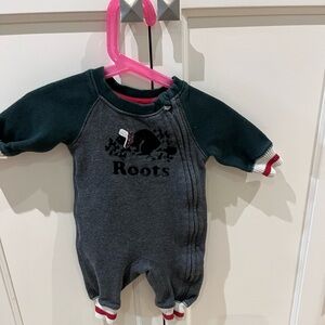Roots Kids One Piece - Gray and dark green 0-3m